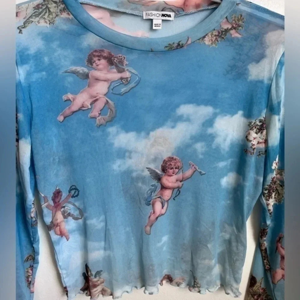 Fashion Nova Fell From Heaven Top Mesh Top |‎ Size Large - Picture 5 of 6